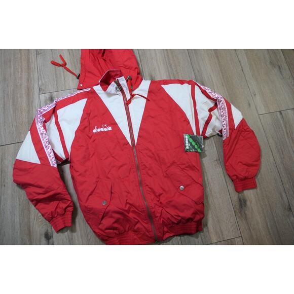 NWT Vintage 90s DIADORA Polyester Youth Large Soccer Jacket w/Removeable Hood